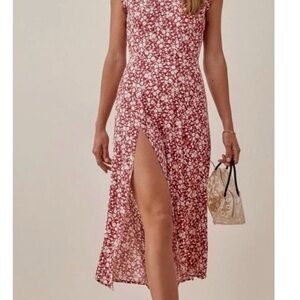 Reformation Red Floral Midi Dress